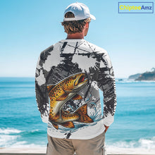 Load image into Gallery viewer, Brown Trout Fishing Shirt Long Sleeve, Tournament Fishing Shirts, Trout Fly Fishing Shirt NHT449