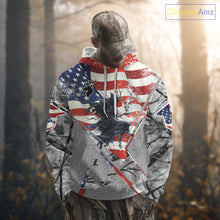 Load image into Gallery viewer, Deer Hunting 3D US Flag Camo Gray Grim Reaper Deer Skull Full Printing Custom Name Shirt NHT203