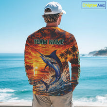 Load image into Gallery viewer, Personalized Marlin Fish Fishing Shirt Long Sleeve – Sunset Ocean Design NHT714