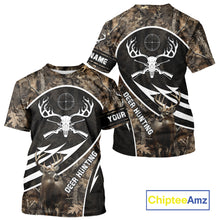 Load image into Gallery viewer, Skull Deer Hunting Hoodie and Sweatshirt – Brown Camo Gear with Custom Name for Hunters NHT345