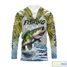 Load image into Gallery viewer, Beautiful Bass Fishing Shirts Long Sleeve Hooded Customize Name Fishing Personalized Gift NHT404