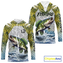 Load image into Gallery viewer, Beautiful Bass Fishing Shirts Long Sleeve Hooded Customize Name Fishing Personalized Gift NHT404