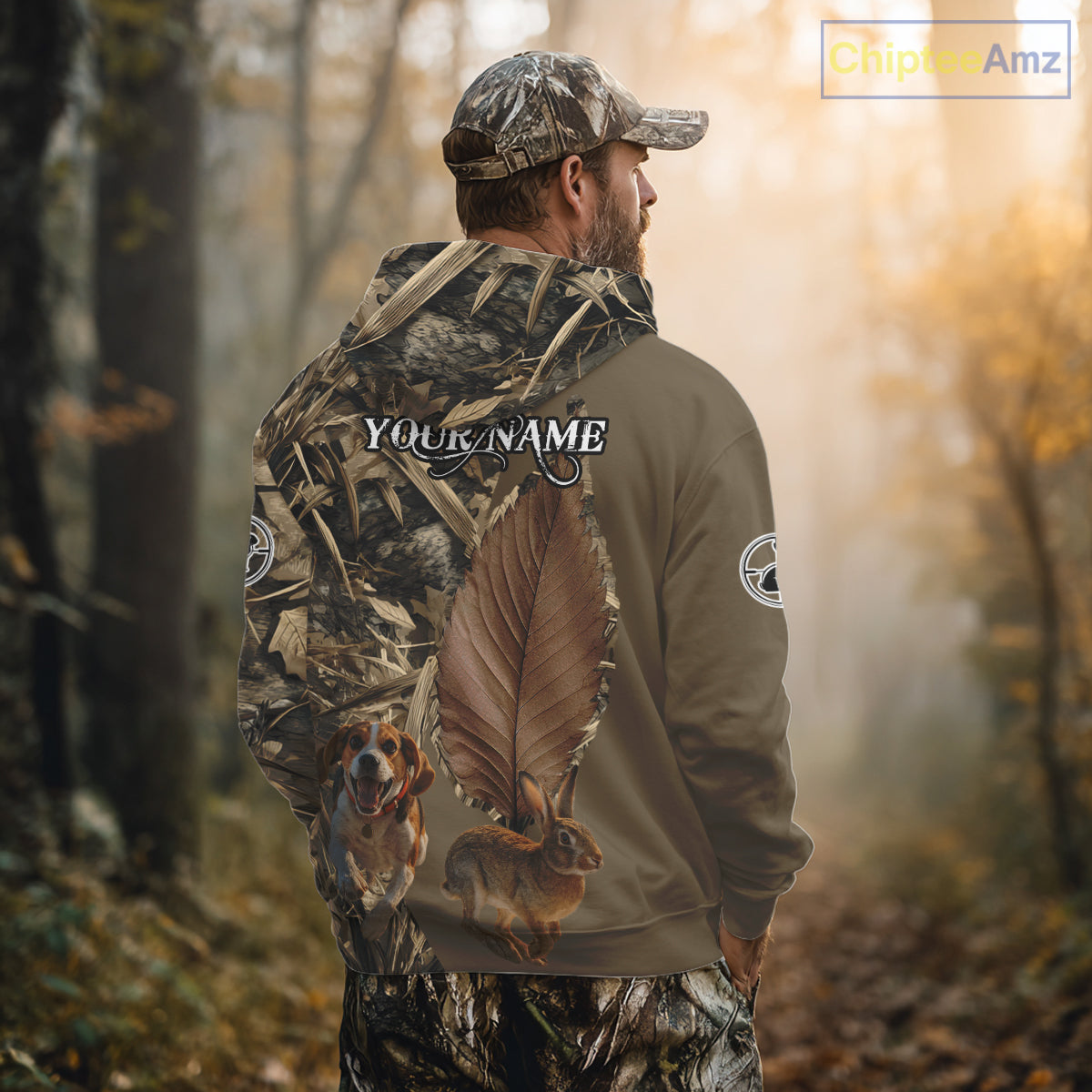 Custom Brown Camo 3D All Over Printed Rabbit Hunting Shirt With Beagle Dog, Hunting Gift NHT224