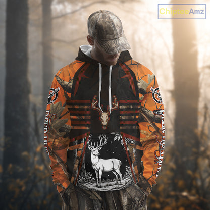 Blaze Orange Camo Hoodie Hunting Shirt, Deer Sweatshirt Shirt for Men, Deer Hunting Season NHT356