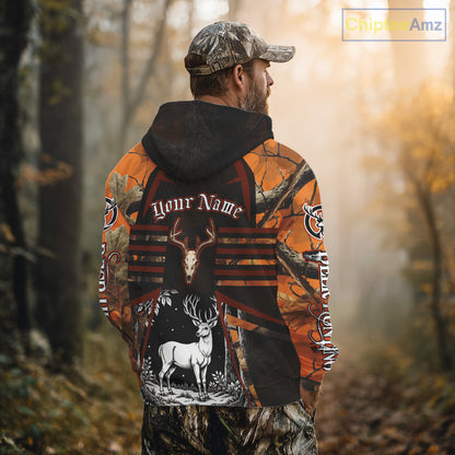 Blaze Orange Camo Hoodie Hunting Shirt, Deer Sweatshirt Shirt for Men, Deer Hunting Season NHT356