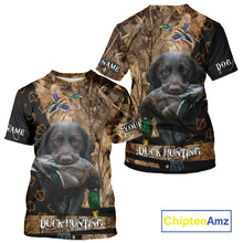 Load image into Gallery viewer, Duck Hunting with Black Lab Custom Name 3D All Over Print Shirt, Lab Dog Hunting Gifts NHT127