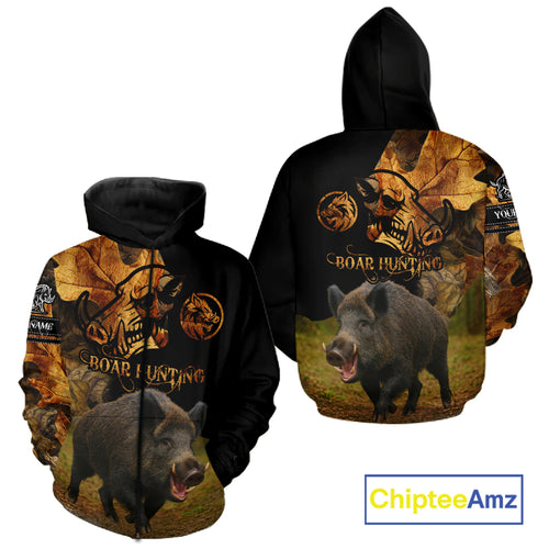 Personalized Wild Hog Hunting Camouflage Full Printing Shirts, Custom Name, Hunting Season NHT129