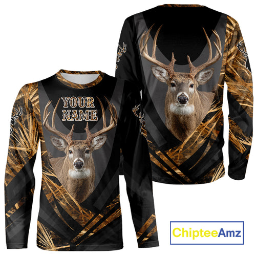 Deer Hunting Shirt Black Camo Brown 3D Custom Name, Season Deer Hunting, Deer Hunting Gift NHT139