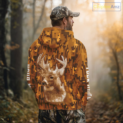 Deer hunting Custom Name Full Printing Orange Camo, Personalized hunting Shirt for Men NHT377