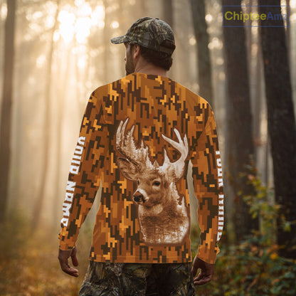 Deer hunting Custom Name Full Printing Orange Camo, Personalized hunting Shirt for Men NHT377