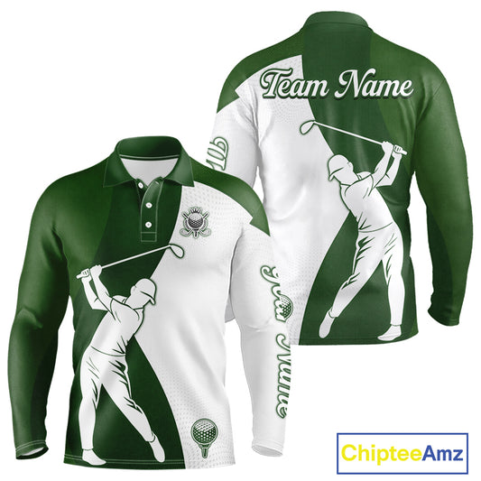 Custom Green & White Golf Shirt For Mens, Golf Jersey Team Golf For Mens NHT560