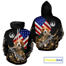 Load image into Gallery viewer, Duck Hunting with Beagle Dog Camo US Flag Custom Name All Over Printed Shirt, Hunting Gift NHT149