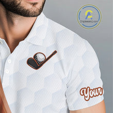 Load image into Gallery viewer, Funny Mens Golf Polo Shirt Custom Brown And White Platypus Pattern White Golf Shirts NHT576