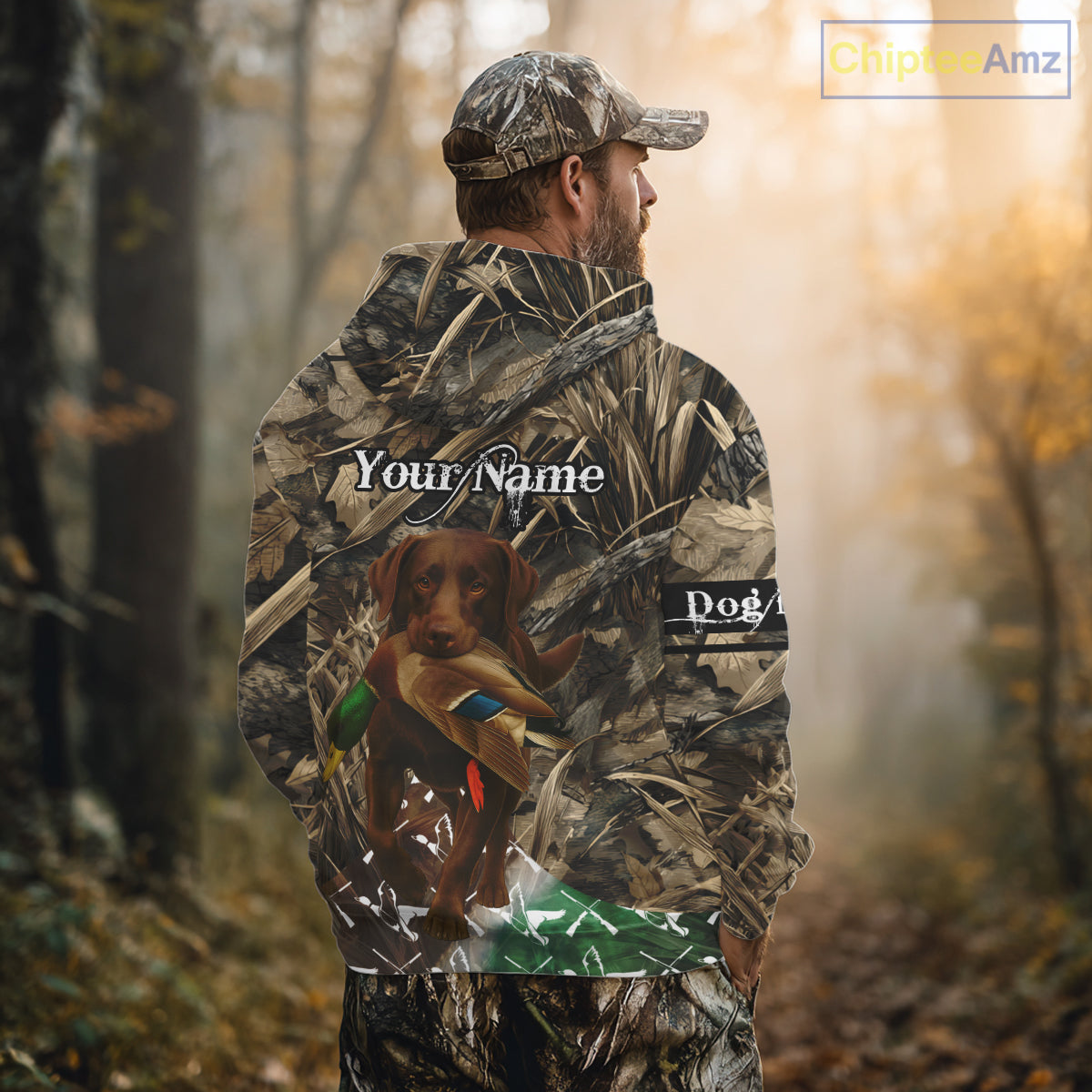 Duck Hunting with Chocolate Labrador Retriever All Over Printed Shirts, Lab Hunting Shirt NHT244