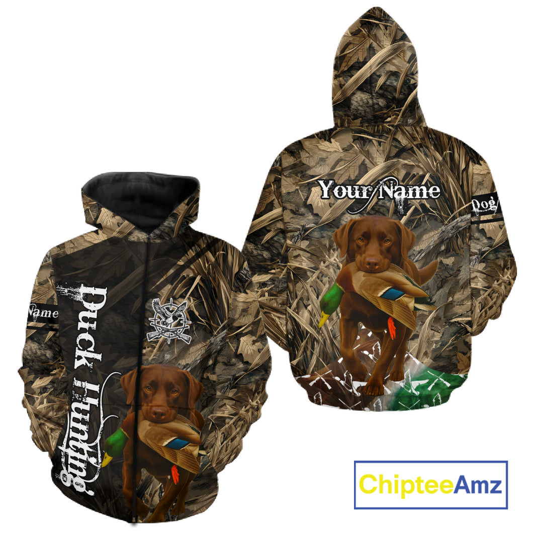 Duck Hunting with Chocolate Labrador Retriever All Over Printed Shirts, Lab Hunting Shirt NHT244