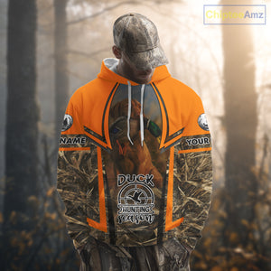 Duck Hunting Shirt Personalized with Vizsla Dog Camo Orange Hunting Clothes For Men NHT151