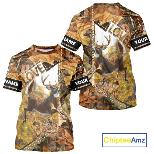 Whitetail Deer Hunting Shirt Personalized 3D All Over Print Autumn Camo Hunting Clothes NHT155