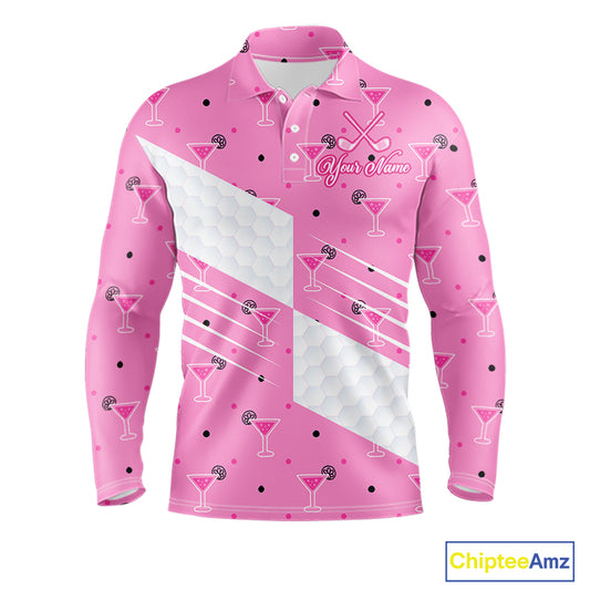 Personalized Mens Golf Polo Shirt With Flamingo Sleep– Funny Cartoon Pattern For Golfer NHT598