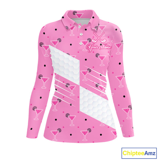 Personalized Womens Golf Polo Shirt With Flamingo Sleep– Funny Cartoon Pattern For Golfer NHT598
