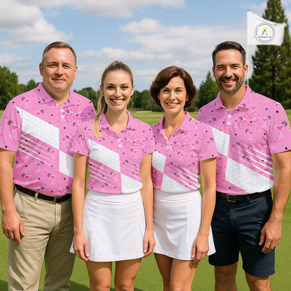 Personalized Mens Golf Polo Shirt With Flamingo Sleep– Funny Cartoon Pattern For Golfer NHT598