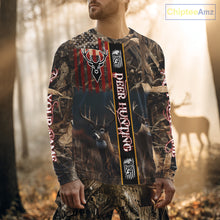 Load image into Gallery viewer, Whitetail Deer Camouflage US Flag Personalized Hunting Shirts, Hoodie Hunting Gift NHT321