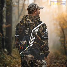 Load image into Gallery viewer, Waterfowl Hunting Shirt Camo Personalized with Black Lab Dog and Grim Reaper, Hunting Gifts NHT168