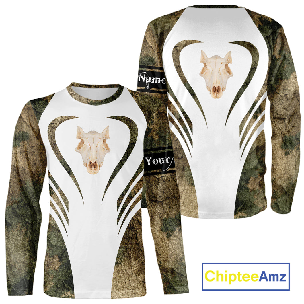Best Wild Boar Hunting Shirt Camo Custom Name Skull Boar Hunting Clothes For Hunters NHT169
