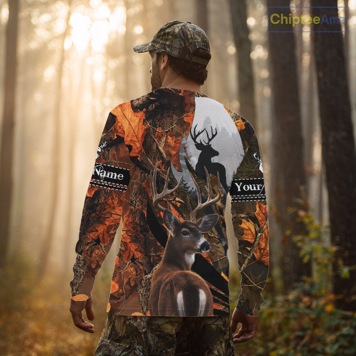 Whitetail Deer Hunting Orange Camo 3D Printed Shirts,  Hunting Hoodie Gift for Men NHT327