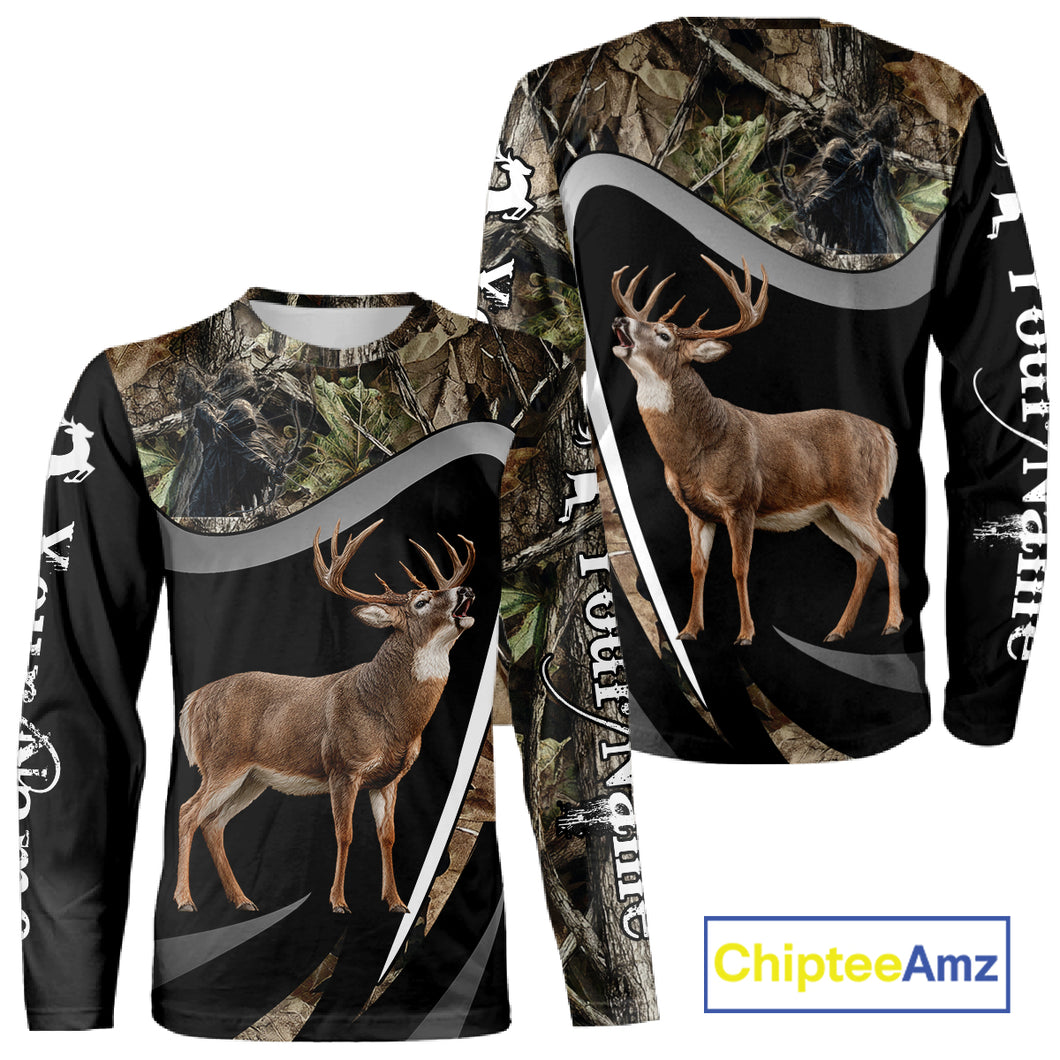 Grim Reaper Deer Hunting Shirt – Black Forest Camo 3D All Over Print for Whitetail Hunters NHT175