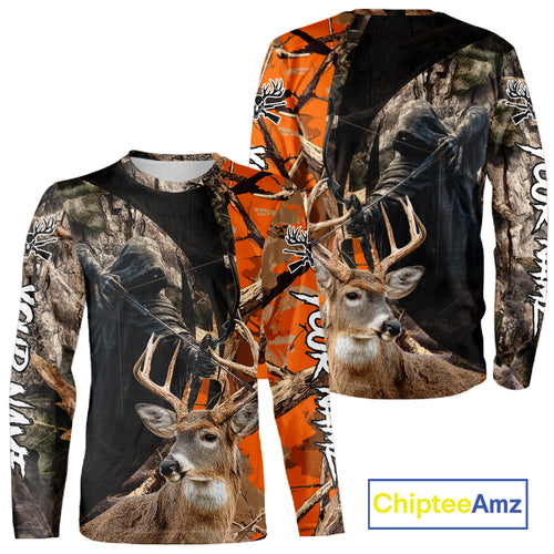 Deer Hunting Grim Reaper Camo Orange 3D All Over Printed Shirt, Personalized Hunting Shirt NHT269
