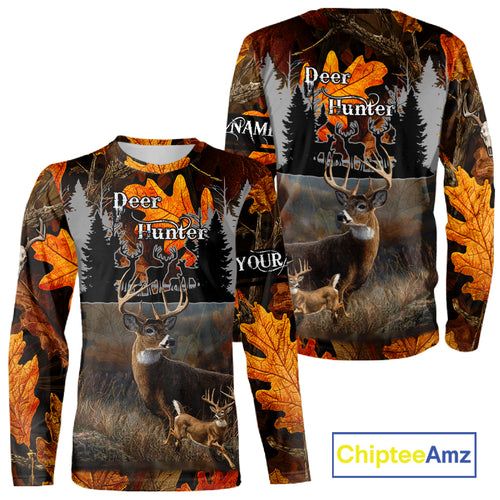 Whitetail Deer Hunting Orange Camo Autumn - Personalized All Over Print Deer Hunting Clothes NHT184