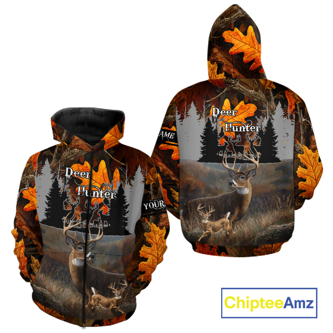 Whitetail Deer Hunting Orange Camo Autumn - Personalized All Over Print Deer Hunting Clothes NHT184