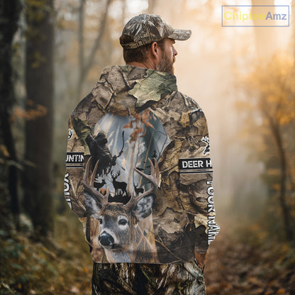 Deer Hunting Grim Reaper Camo Forest 3D All Over Printed Shirt, Personalized Hunting Shirt NHT273