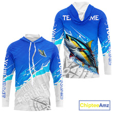 Load image into Gallery viewer, Tuna Fishing Custom Hooded Fishing Shirts Long Sleeve For Men, Tuna Saltwater Fishing Shirt NHT645
