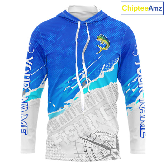 Mahi Mahi( Dorado) Fishing Custom Hooded Fishing Shirts Long Sleeve For Men, Mahi Mahi Saltwater Fishing Shirt NHT646