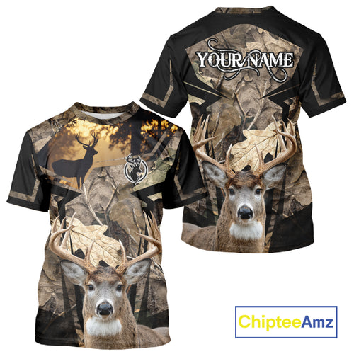 Whitetail Deer Hunting Camo Forest 3D All Over Printed Shirt, Personalized Hunting Shirt NHT277