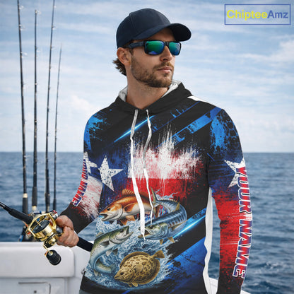 Texas Grand Slam Custom Fishing Shirts Long Sleeve Hooded, Texas Flag Fishing Jersey NHT506