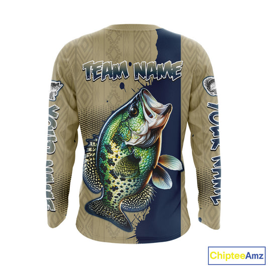 Personalized Crappie Fishing Shirts Long Sleeve For Men, Crappie Fishing Jerseys NHT510