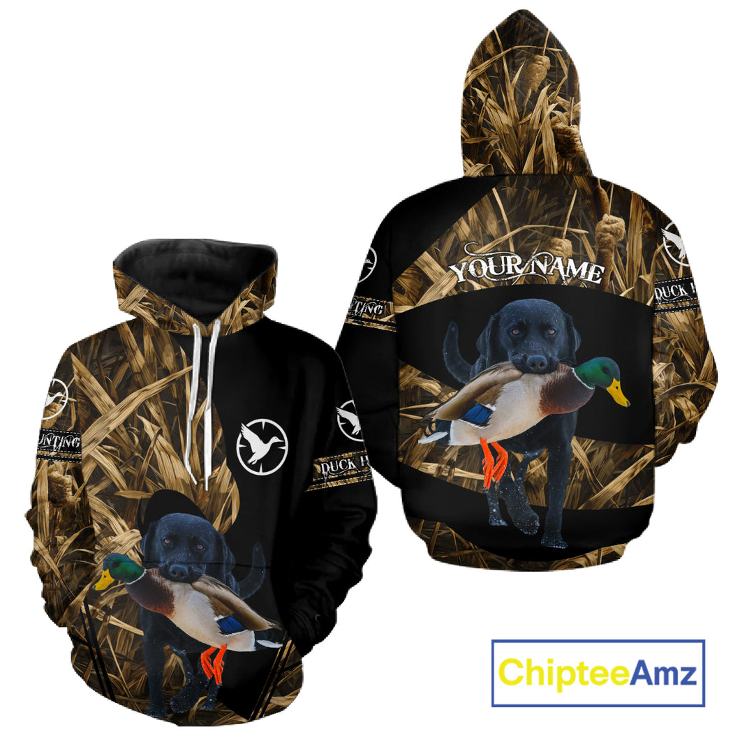 Duck Hunting Waterfowl Camo Black Labrador Retriever Dog Shirts,  Duck Hunting Clothes NHT197