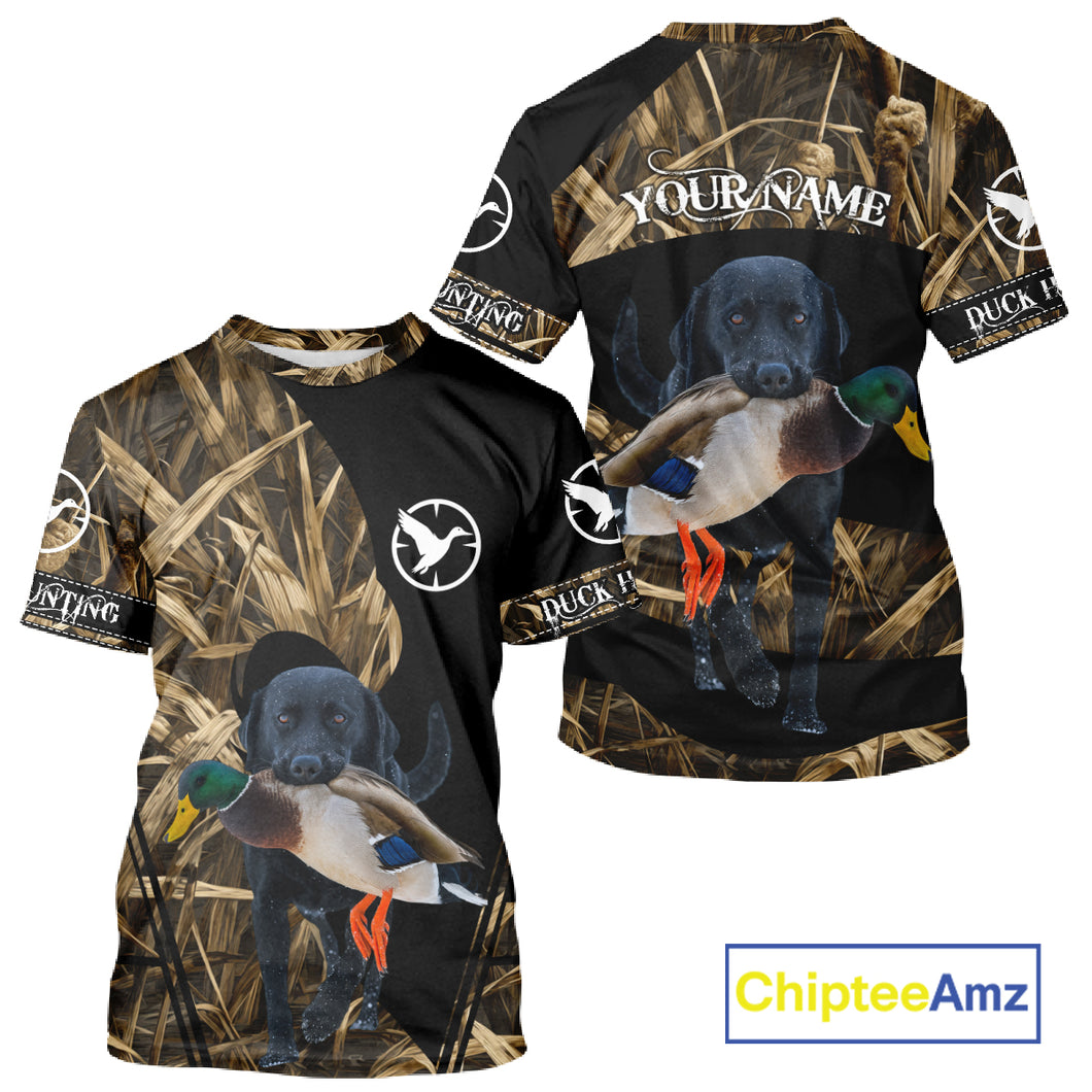 Duck Hunting Waterfowl Camo Black Labrador Retriever Dog Shirts,  Duck Hunting Clothes NHT197