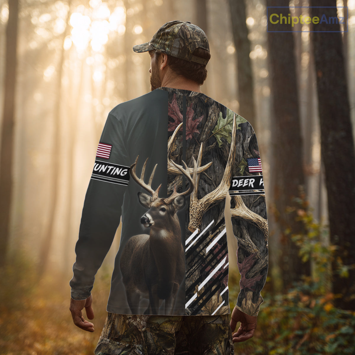 Custom Deer 3D Hunting Shirt, Antler Camo Design, Personalized Name Hunting Gift for Men NHT286
