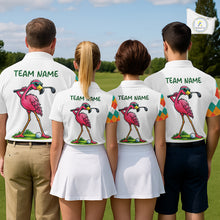Load image into Gallery viewer, Funny Flamingo Mens Golf Polo Shirts Colorful Argyle Pattern Custom Name, Golf Gifts NBT562
