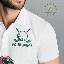 Load image into Gallery viewer, Funny Flamingo Mens Golf Polo Shirts Blue Tropical Flamingo Custom Name, Golf Gifts NBT563