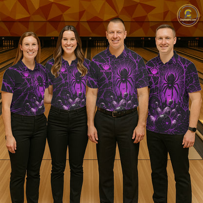 Purple Spider Custom Halloween Bowling Team Shirts For Men, Bowling Gifts NBT962