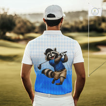 Load image into Gallery viewer, Funny Raccoon Golf Polo Shirt Personalized Name Custom Golf Shirt Golfer Gift For Mens NBT887