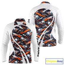 Load image into Gallery viewer, Mens Golf Polo Shirts Custom Black And Orange Golf Ball Pattern Golf Attire For Mens, Golfer Gifts NBT573