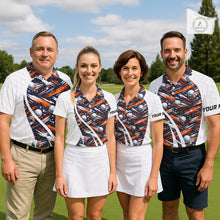 Load image into Gallery viewer, Mens Golf Polo Shirts Custom Black And Orange Golf Ball Pattern Golf Attire For Mens, Golfer Gifts NBT573