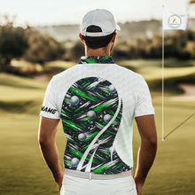 Load image into Gallery viewer, Mens Golf Polo Shirts Custom Black And Green Golf Ball Pattern Golf Attire For Mens, Golfer Gifts NBT574