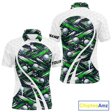 Load image into Gallery viewer, Mens Golf Polo Shirts Custom Black And Green Golf Ball Pattern Golf Attire For Mens, Golfer Gifts NBT574