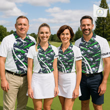 Load image into Gallery viewer, Mens Golf Polo Shirts Custom Black And Green Golf Ball Pattern Golf Attire For Mens, Golfer Gifts NBT574